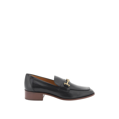 Loafers van geborsteld leer met dubbel T metaalwerk Tod's , Black , Dames