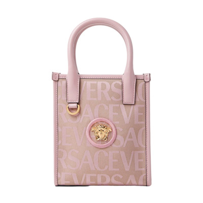 Logo Jacquard Mini Tote Tas Versace , Pink , Dames