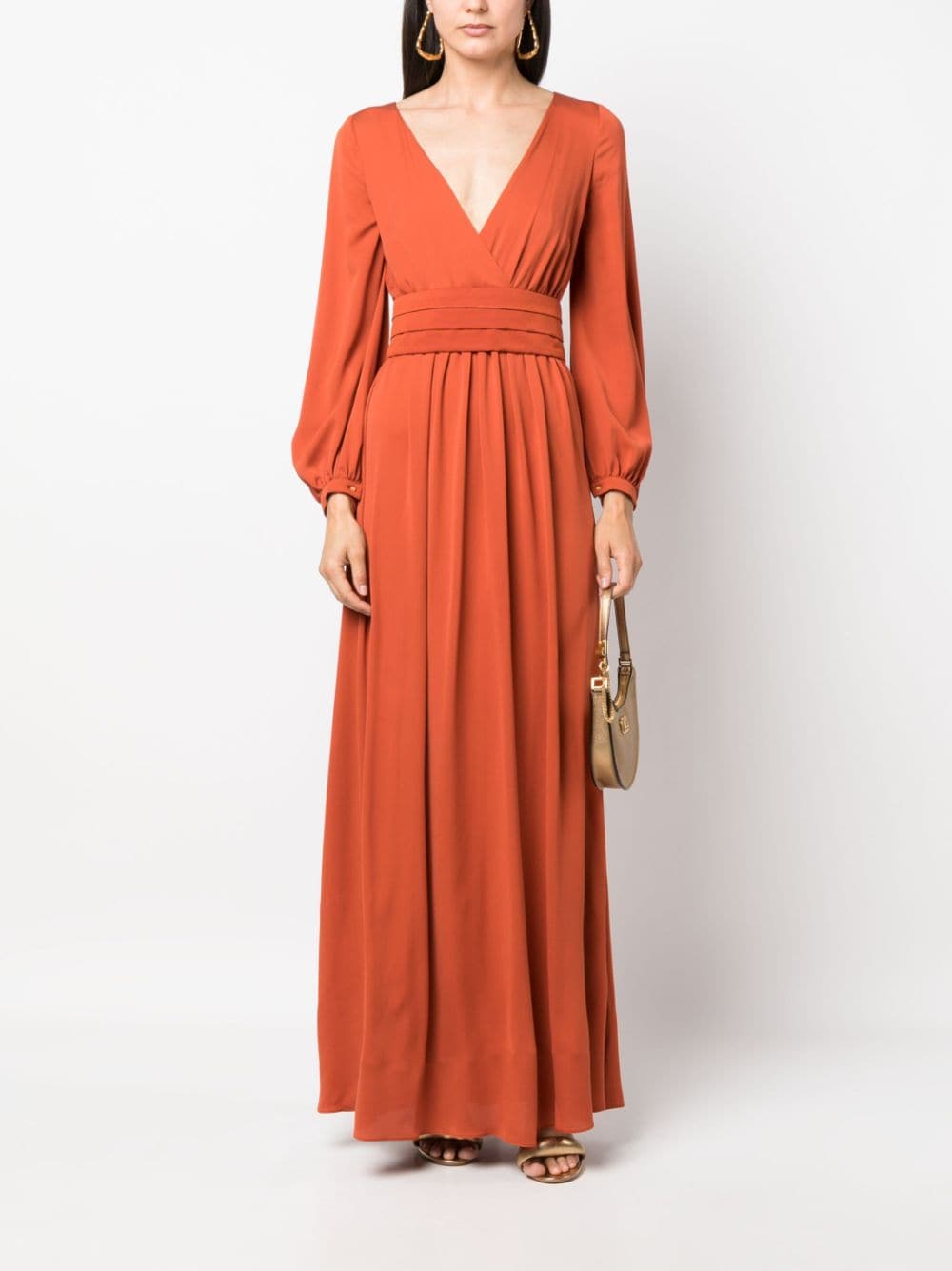 Max Mara Jurk met geplooide taille - Oranje