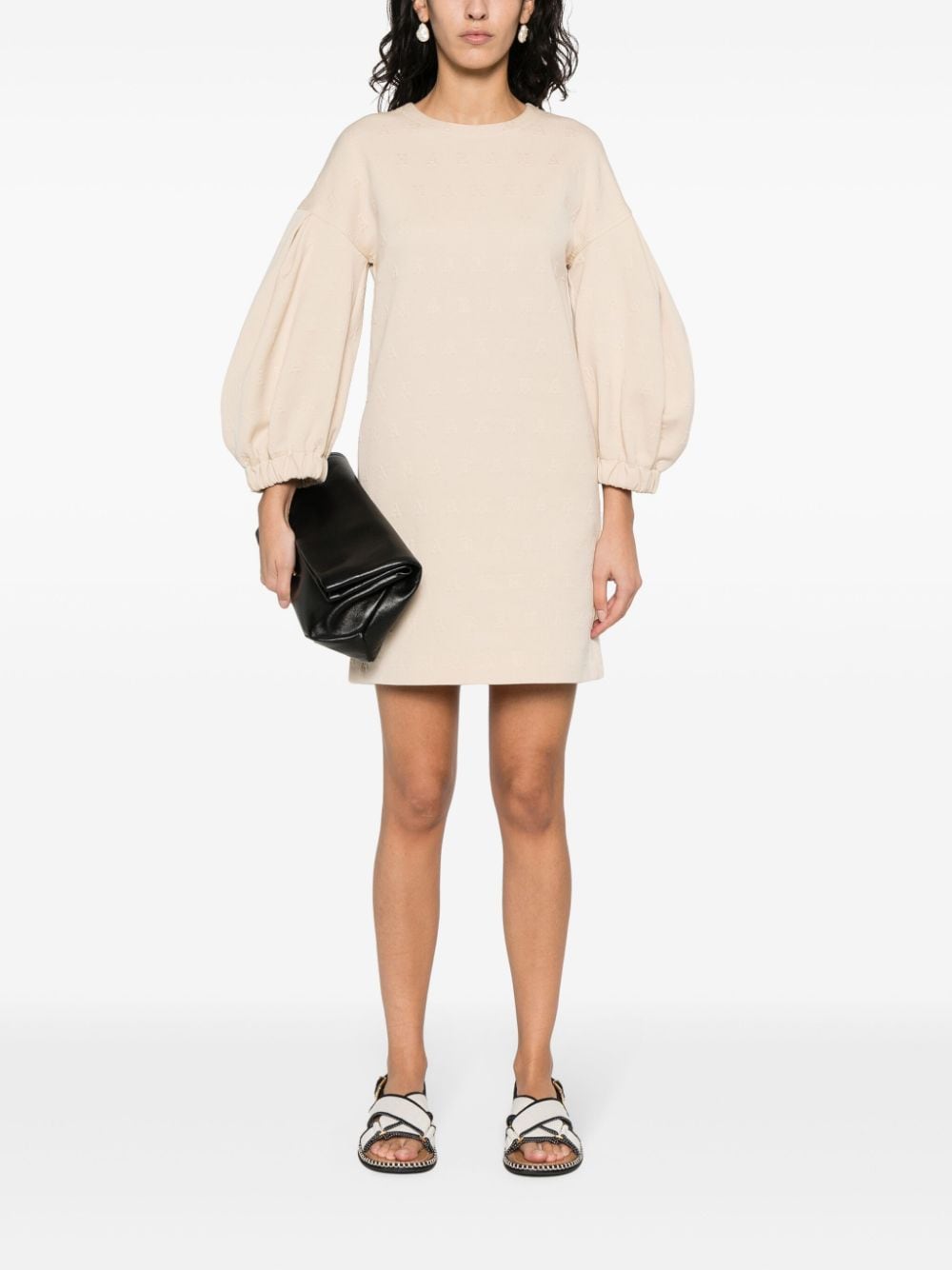 Max Mara Jurk met logo reliëf - Beige