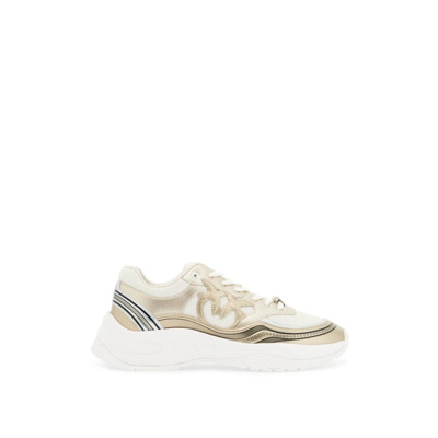 Mesh en metallic sneakers met Love Birds logo Pinko , Yellow , Dames