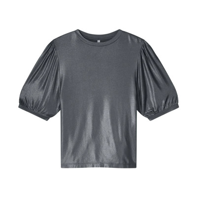 Metallic Coated Jersey Top Summum Woman , Gray , Dames