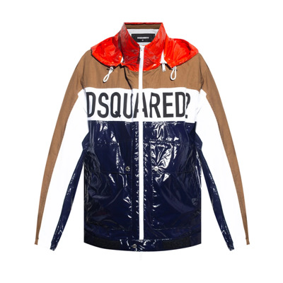 Multicolour Panelled Windbreaker Jas Dsquared2 , Black , Heren