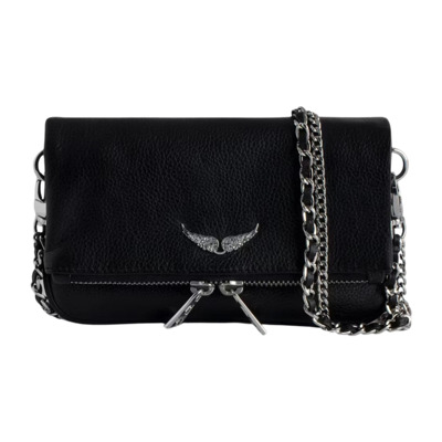 Nano Grained Leather Rock Clutch Zadig & Voltaire , Black , Dames