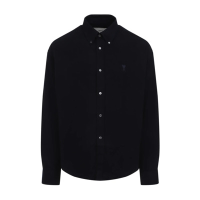 Navy Blauwe Boxy Fit Shirt Ami Paris , Black , Heren