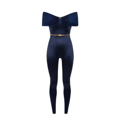 Navy Jumpsuit met Riem Elisabetta Franchi , Blue , Dames