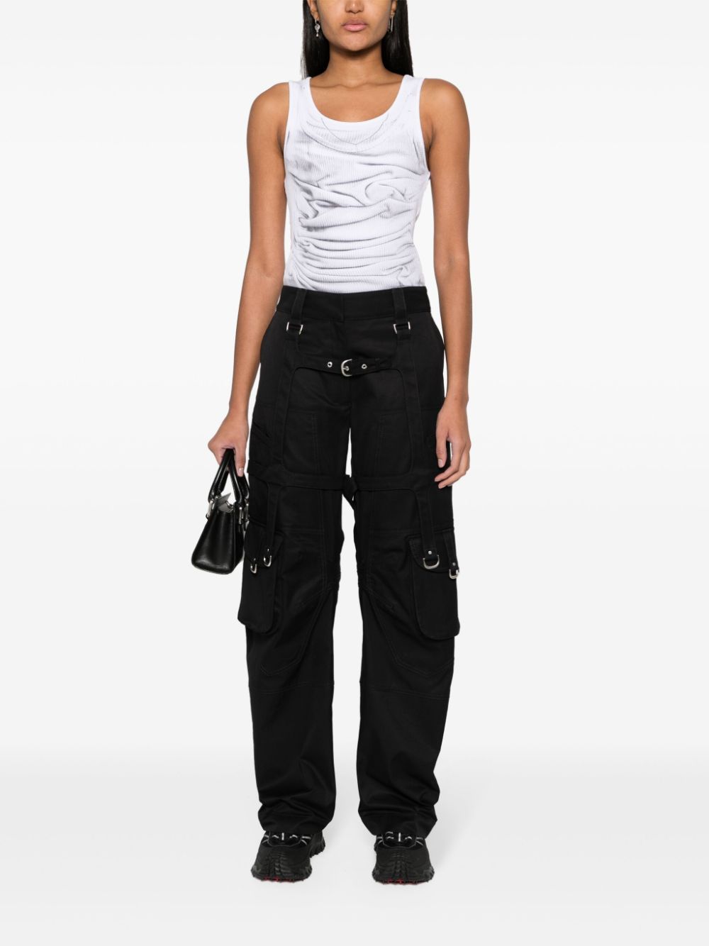 Off-White CO katoenen straight broek - Zwart