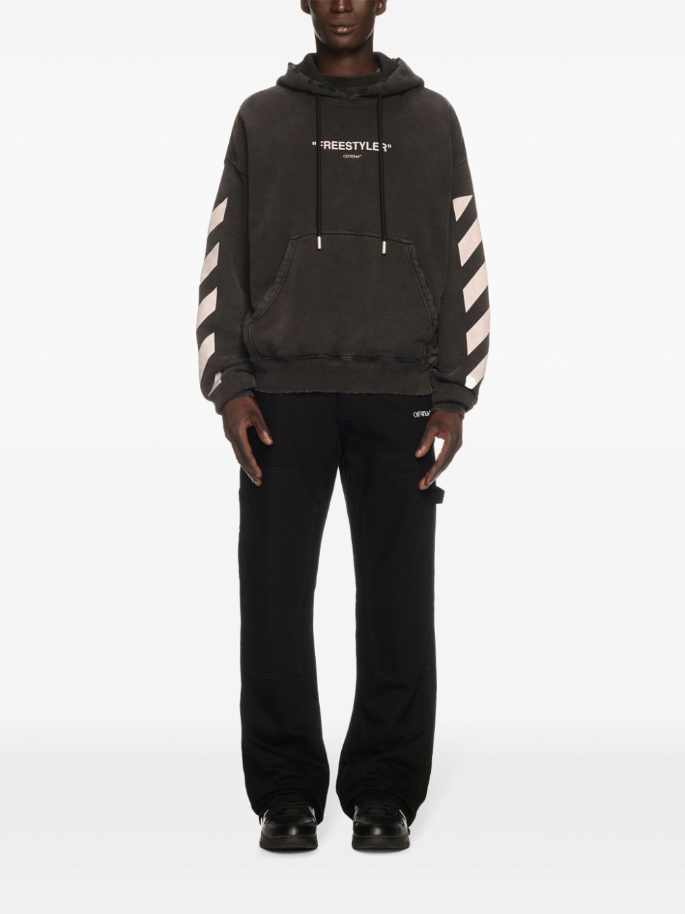 Off-White Hoodie met Diag-streep - Zwart