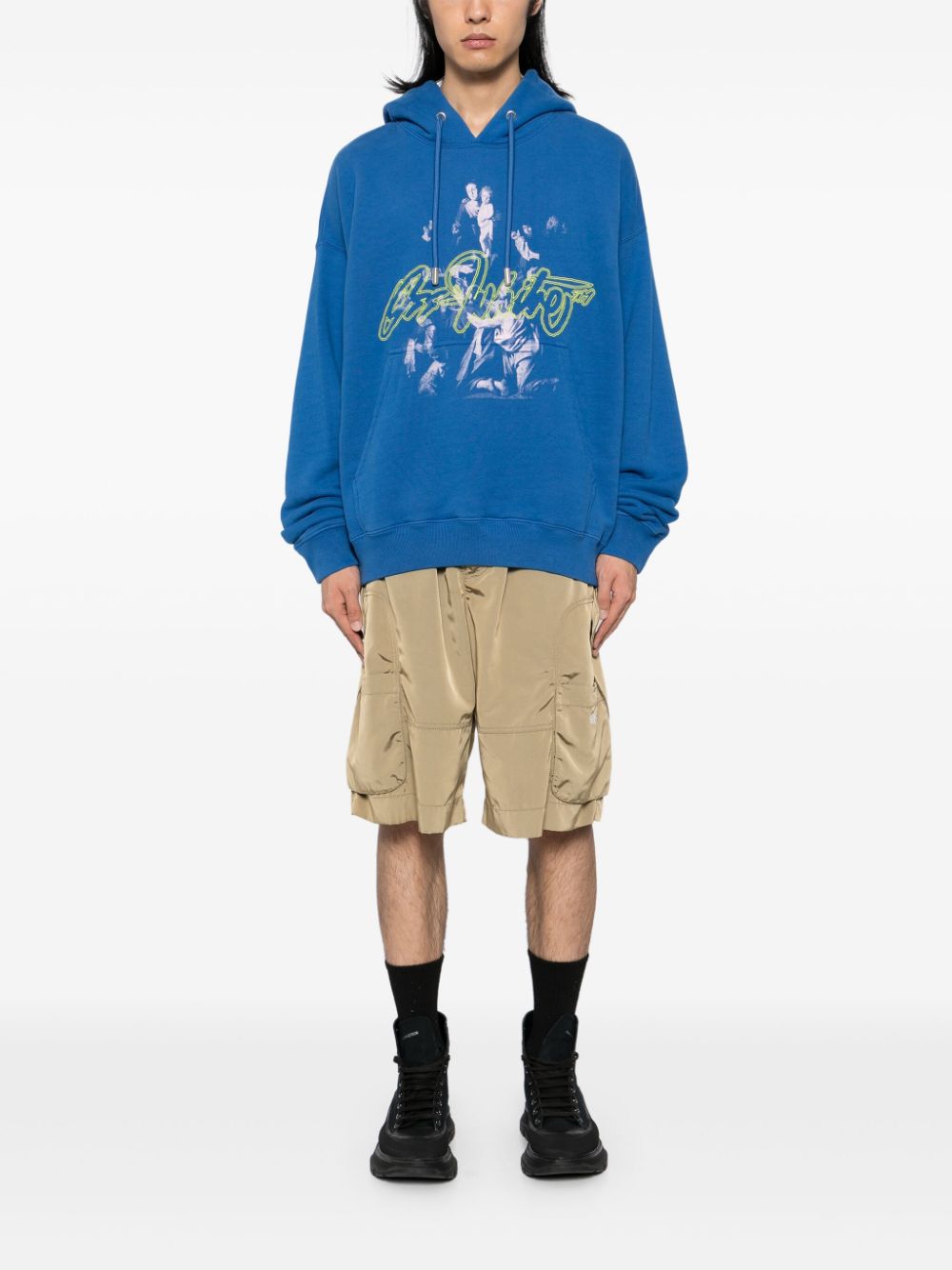 Off-White Hoodie met print - Blauw