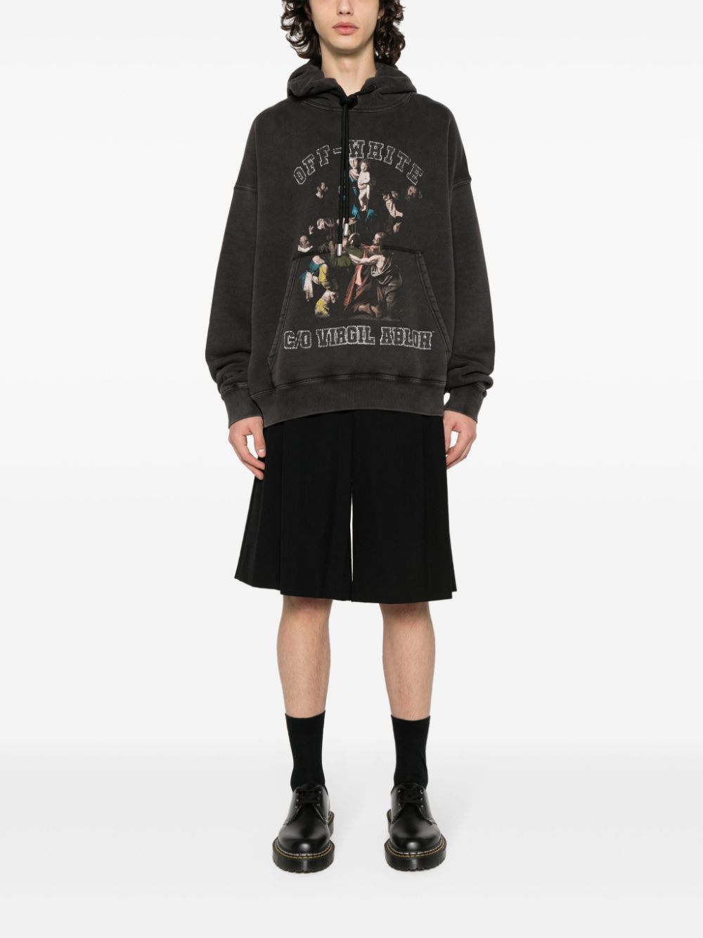 Off-White Hoodie met print - Zwart