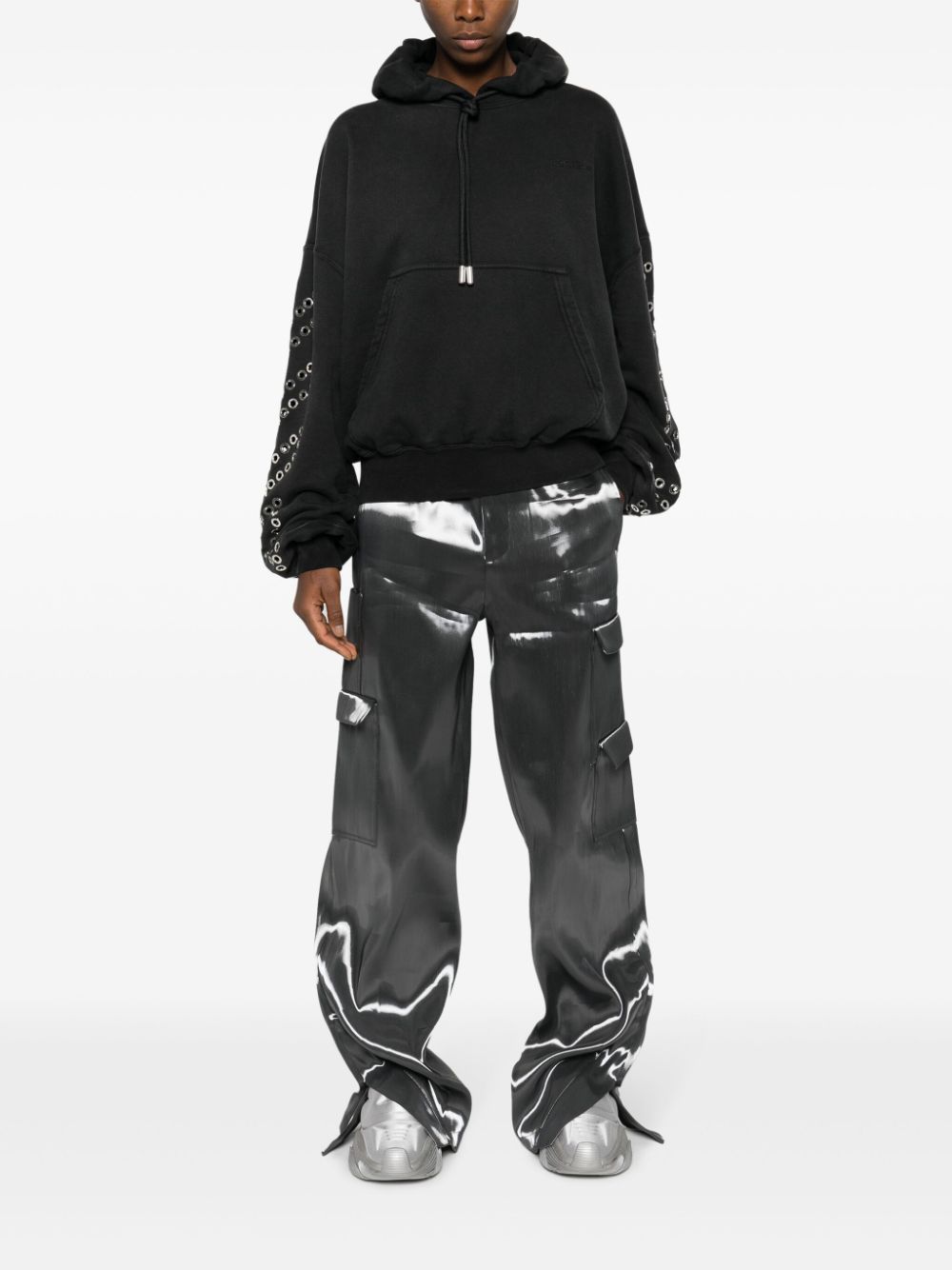 Off-White Hoodie met ringlets - Zwart