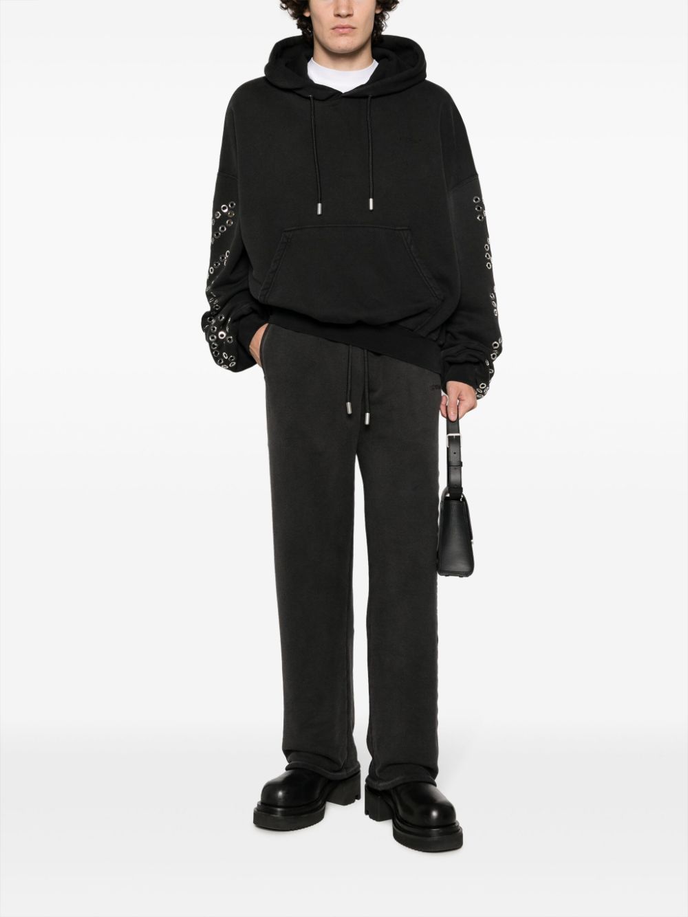 Off-White Hoodie met ringlets - Zwart