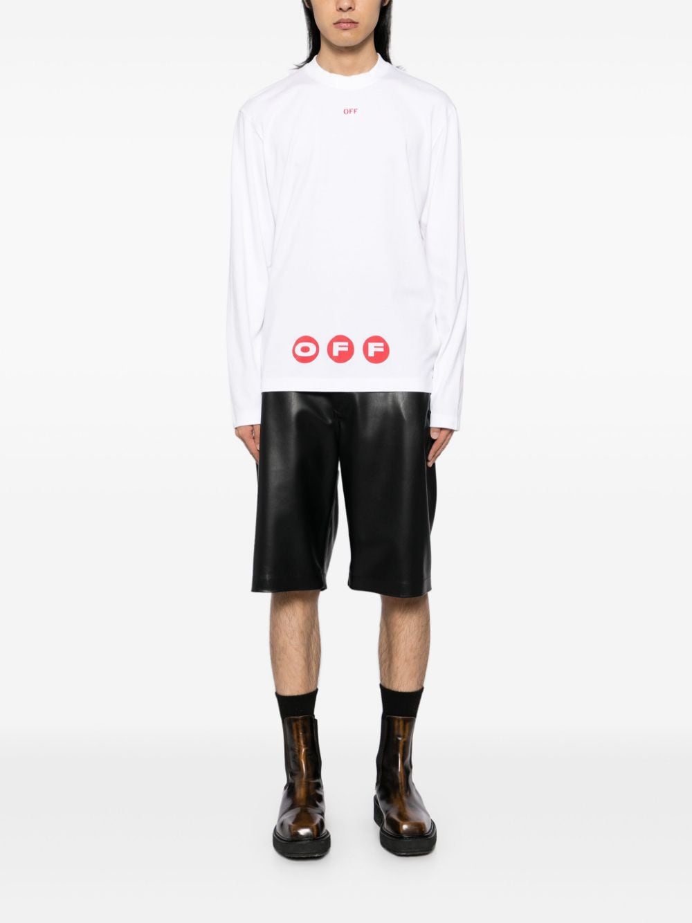 Off-White T-shirt met logoprint met lange mouwen - Wit