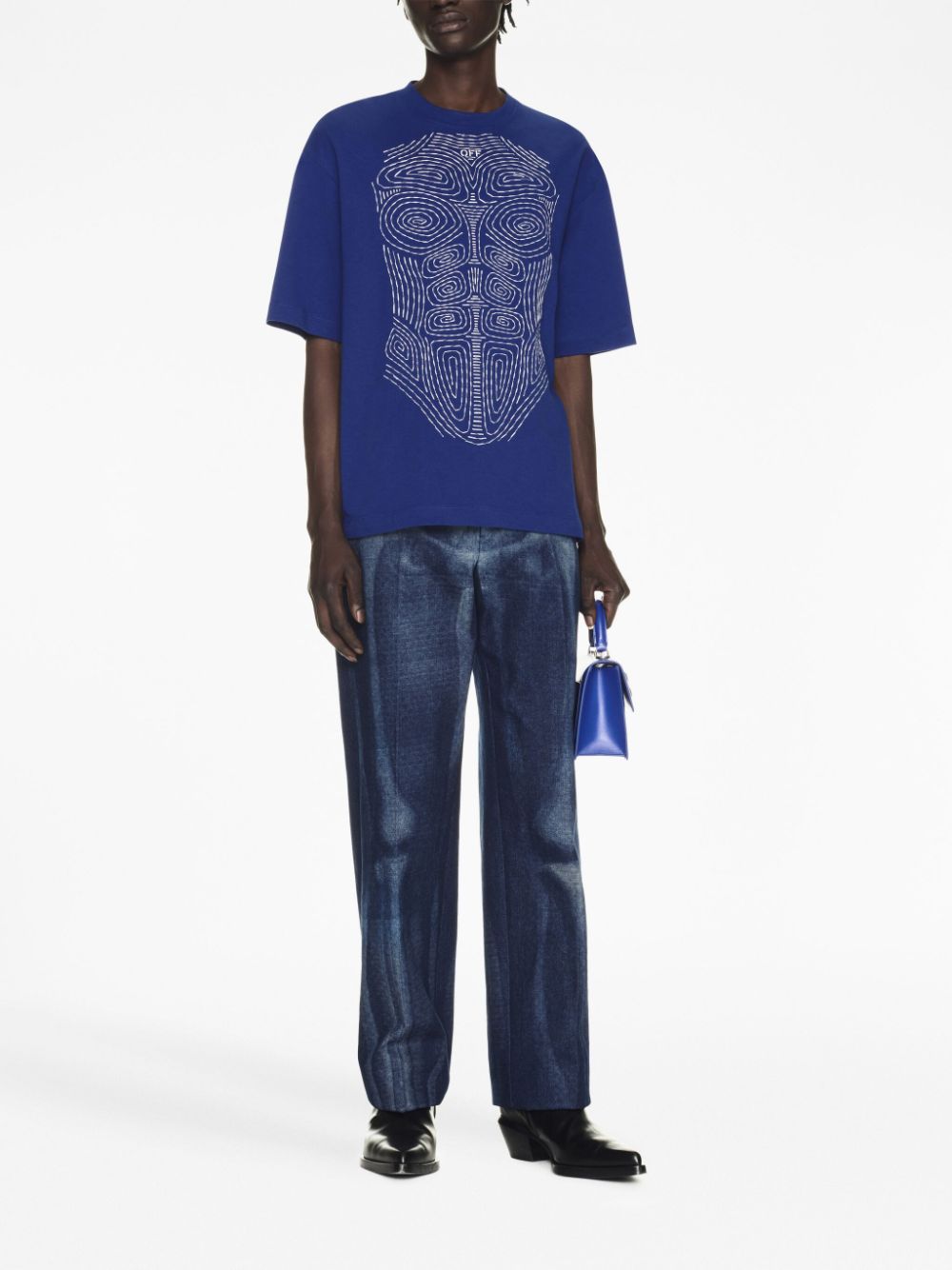 Off-White T-shirt met print - Blauw