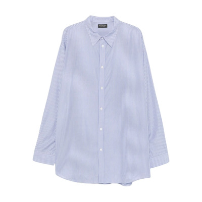 Oversized Gestreepte Popeline Shirt Balenciaga , Blue , Heren