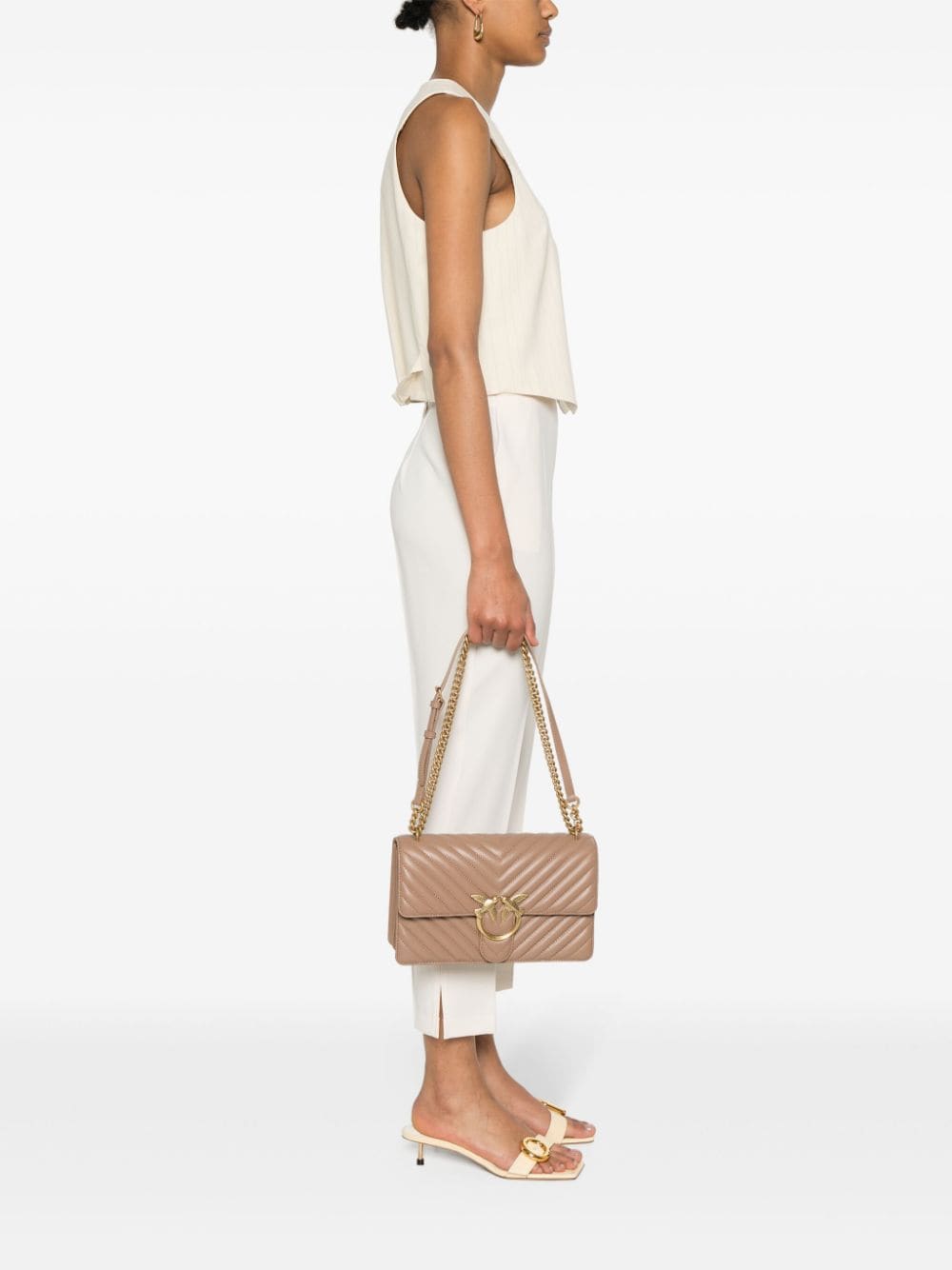 PINKO Love-Birds leren tas - Beige