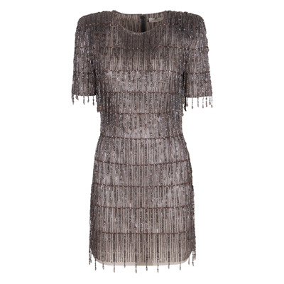 Paillet Mini-Jurk met Gestructureerde Schouders Elisabetta Franchi , Gray , Dames