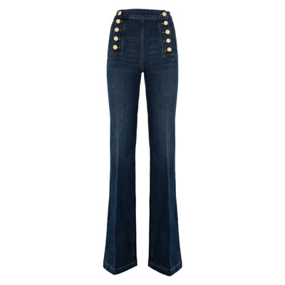 Palazzo Stijl Hoge Taille Jeans Elisabetta Franchi , Blue , Dames