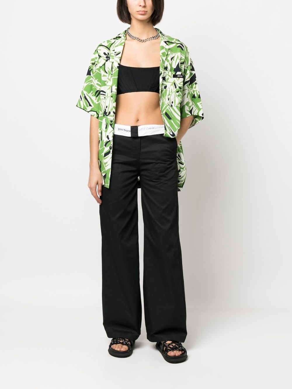 Palm Angels Broek met tailleband - Zwart