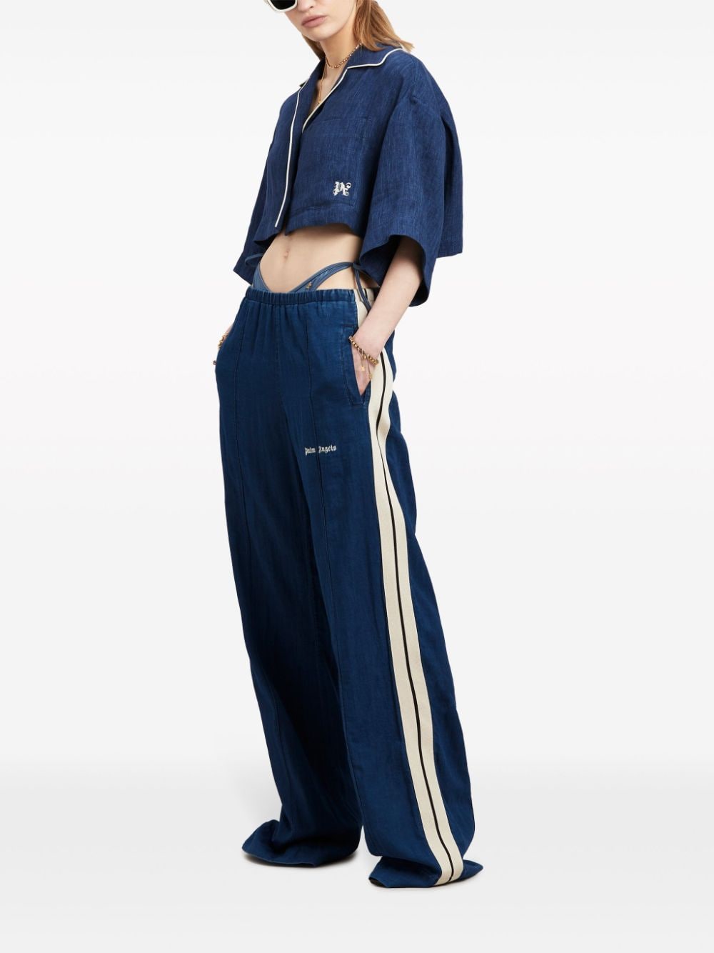 Palm Angels Broek met zijstreep - Blauw