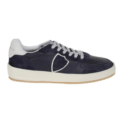 Platte Schoenen Blauw Wit Lage Hak Philippe Model , Blue , Heren