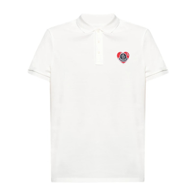 Polo shirt met logo Moncler , White , Heren