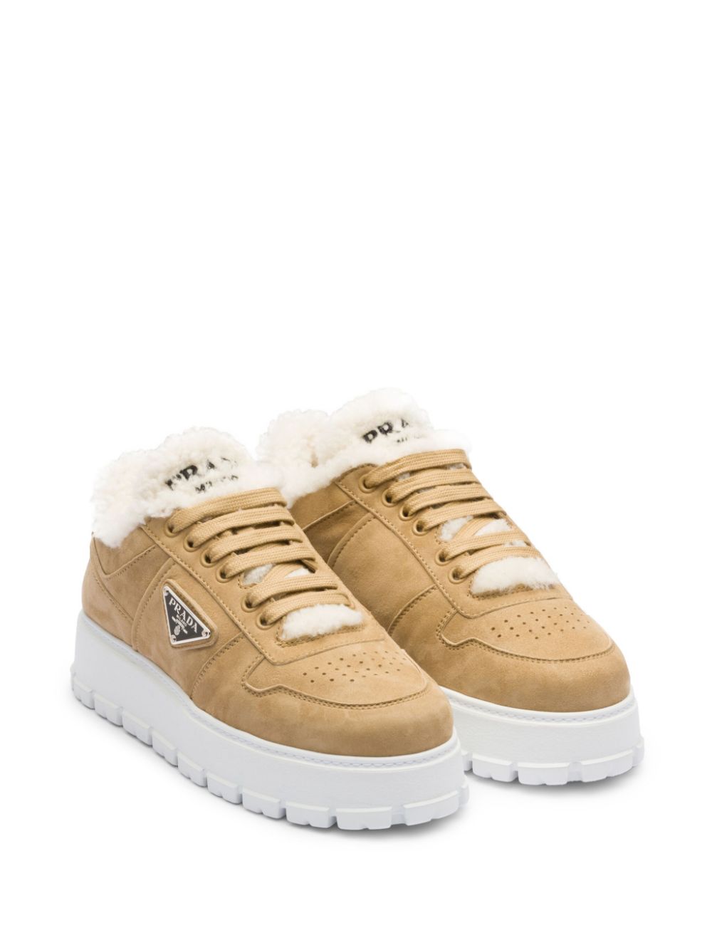 Prada Sneakers met lammy afwerking - Beige