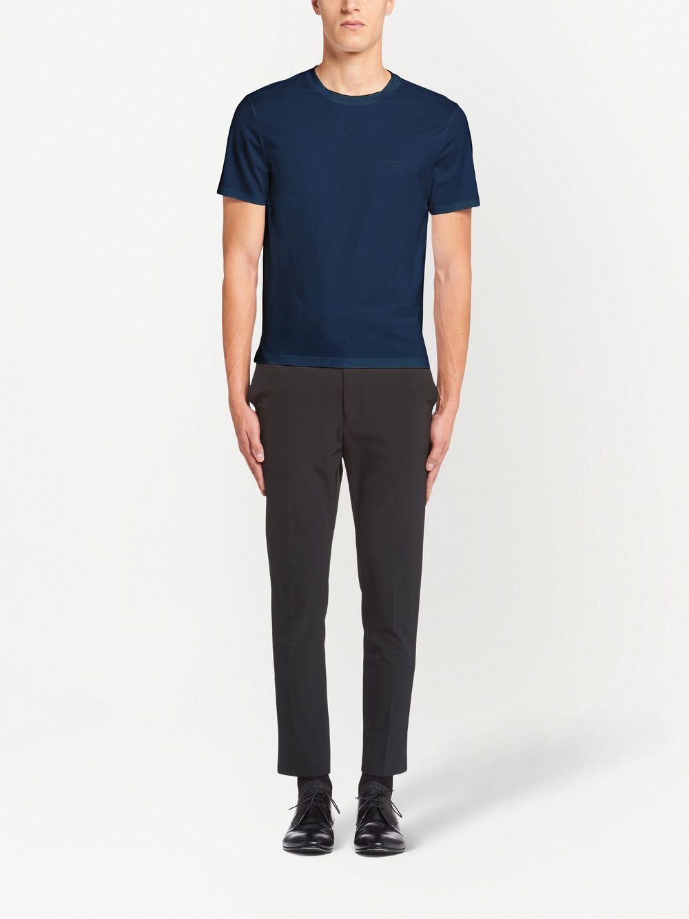 Prada T-shirt met geborduurd logo - Blauw