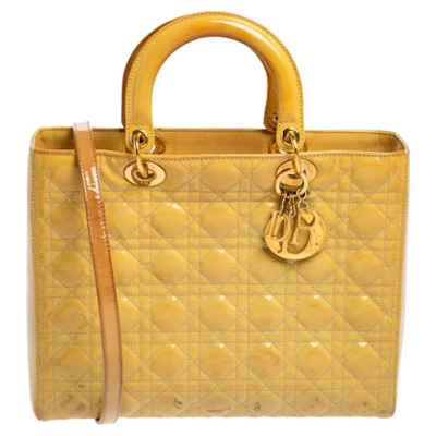 Pre-owned Leather dior-bags Dior Vintage , Yellow , Dames