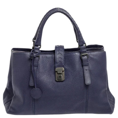 Pre-owned Leather totes Bottega Veneta Vintage , Blue , Dames