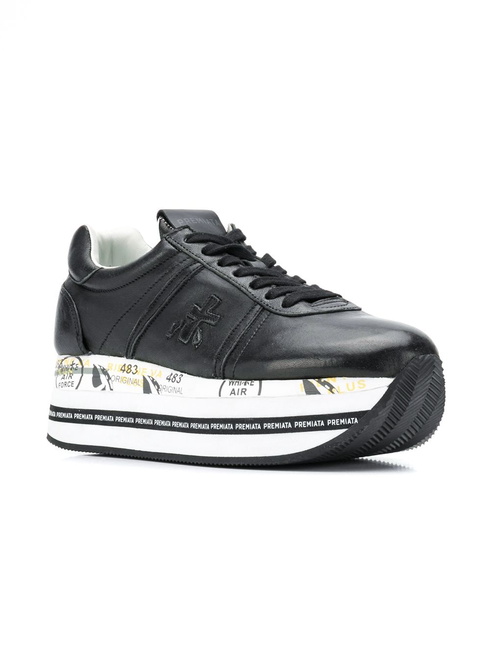 Premiata Beth sneakers met plateauzool - Zwart