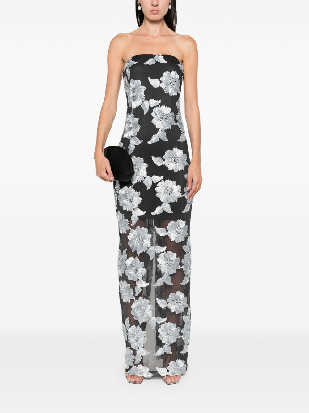 ROTATE BIRGER CHRISTENSEN Flower mesh maxi-dress - Grijs