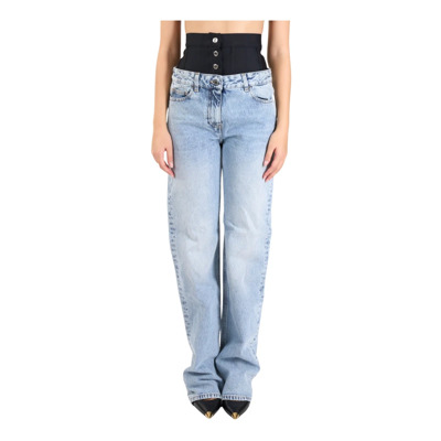 Rechte pijp jeans van biologisch katoen met neopreen korset Elisabetta Franchi , Blue , Dames