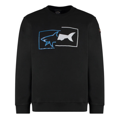 Reflecterende Crew-neck Katoenen Sweatshirt Paul & Shark , Black , Heren