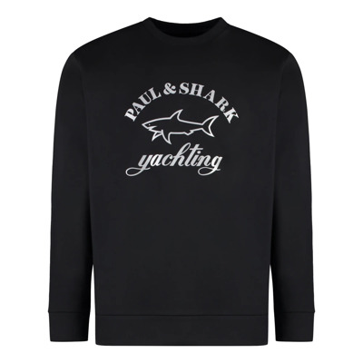 Reflecterende crew-neck sweatshirt met geribbelde randen Paul & Shark , Black , Heren