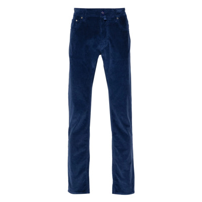 Ribfluwelen broek met binnendetails Jacob Cohën , Blue , Heren