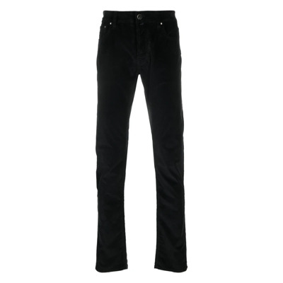 Ribfluwelen broek met speciale details Jacob Cohën , Black , Heren