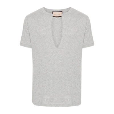 Scoop Neck T-Shirt Gucci , Gray , Heren