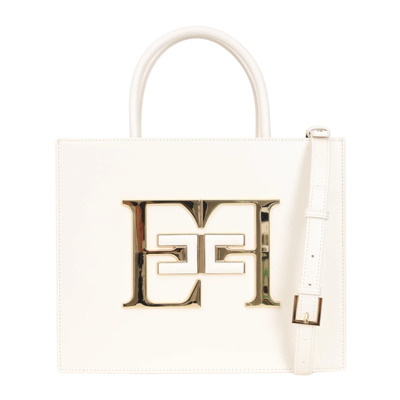 Shopper Tas met Geborsteld Effect en Rits Elisabetta Franchi , White , Dames