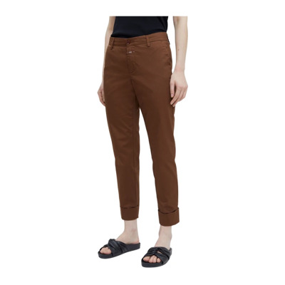 Slim Fit Broek met Hoge Taille Closed , Brown , Dames