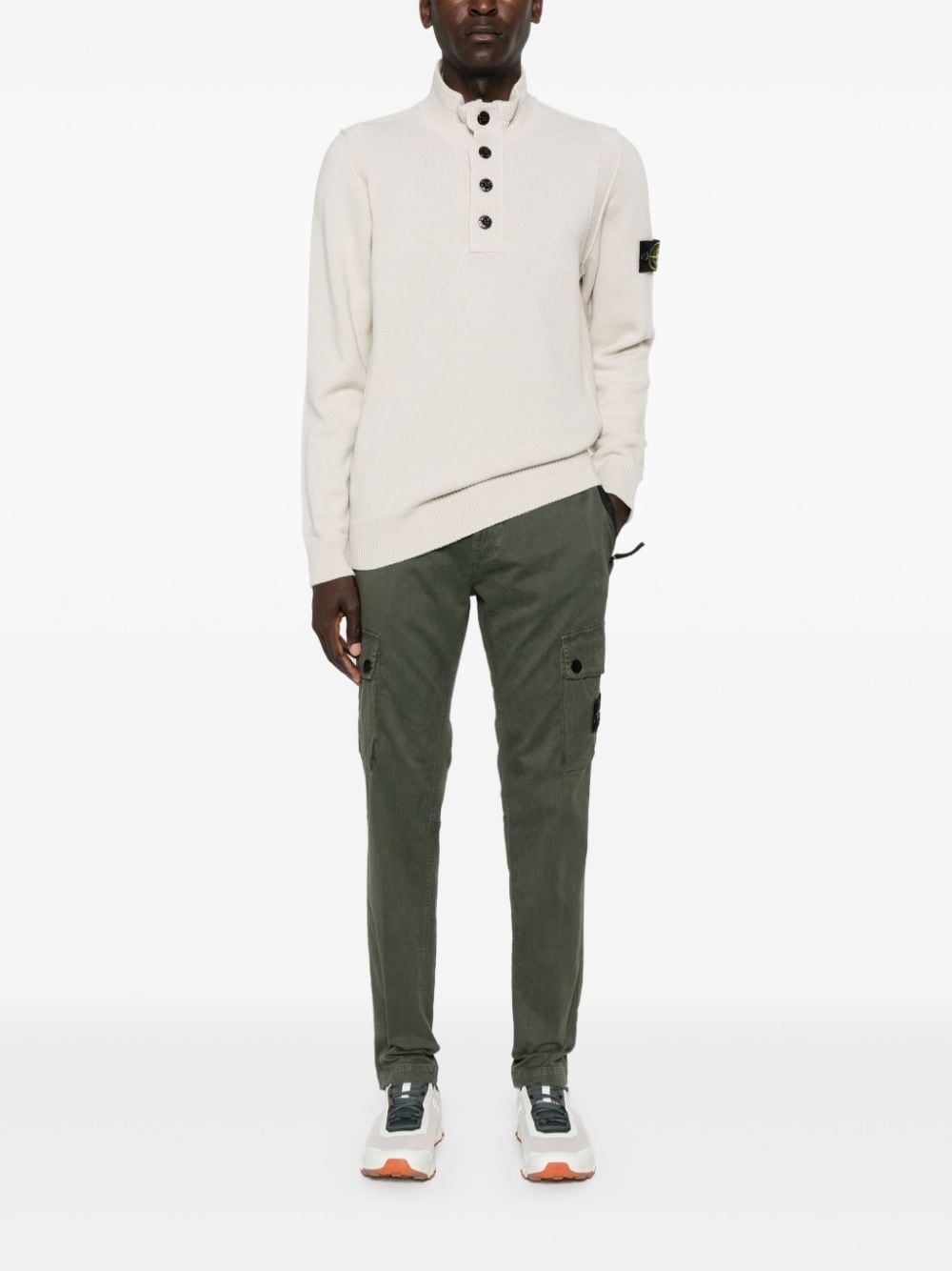 Stone Island Broek met Compass-logopatch - Groen