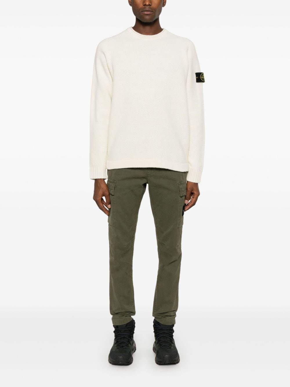 Stone Island Broek met Compass-logopatch - Groen