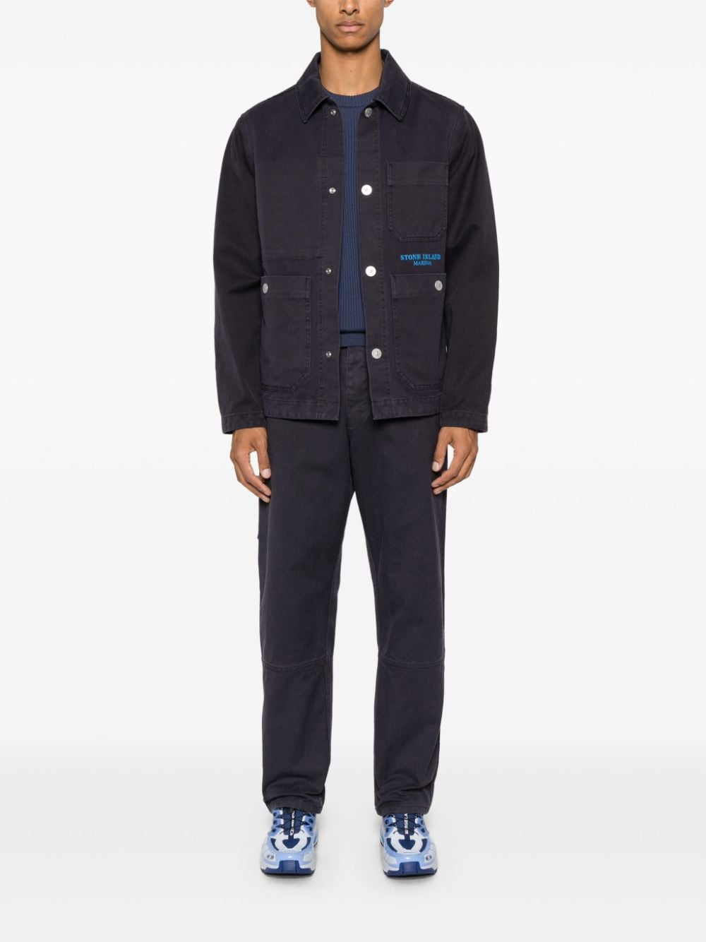 Stone Island Broek met geborduurd logo - Blauw