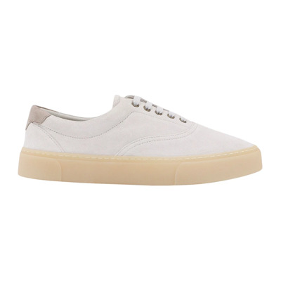 Suede Low-Top Sneakers met Logo Detail Brunello Cucinelli , White , Heren