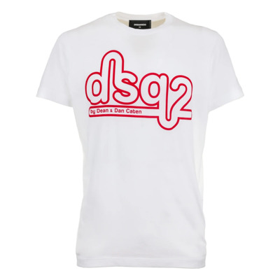 T-Shirt Art S74Gd0872S21600 - 100% Katoen Dsquared2 , White , Heren