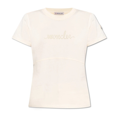 T-shirt met logo Moncler , Beige , Dames