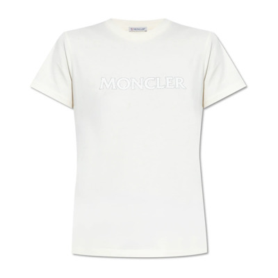 T-shirt met logo Moncler , Beige , Dames