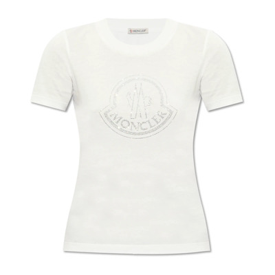 T-shirt met logo Moncler , White , Dames