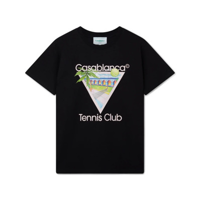 Tennis Club Icon Screen Printed Tee Casablanca , Black , Heren