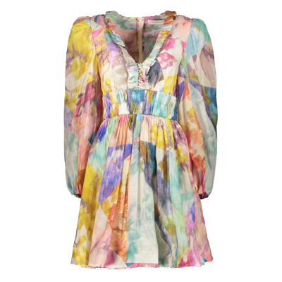 Tie-Dye V-Hals Jurk Zimmermann , Multicolor , Dames